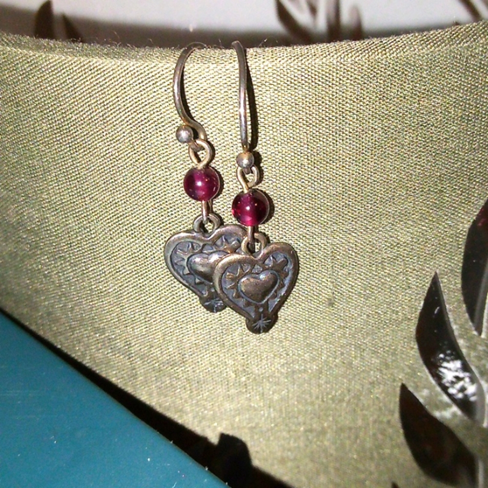 Silpada Silver Earrings with Red Beads